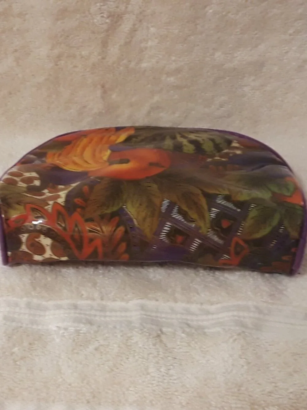 Cosmetic Bag-Under Glass Designs Retro-Style Fruit Glossy Vinyl Makeup Pouch Zip